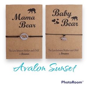 Mama Bear &  Baby Bear Bracelet of 2 Set Mother’s Day Gift Son Daughter Kids